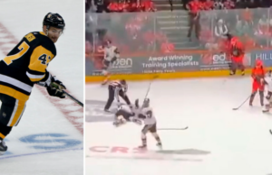 Η στιγμή που ο αθλητής του χόκεϊ δέχεται χτύπημα από το παγοπέδιλο που του κόβει τον λαιμό – Σκληρές εικόνες