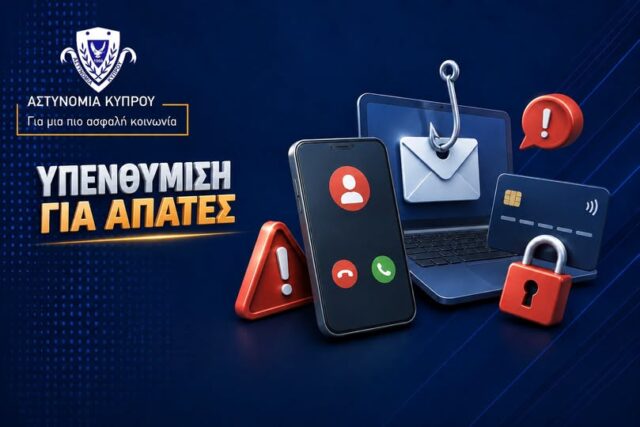 Η Αστυνομία υπενθυμίζει και συνηστά προσοχή για τις τηλεφωνικές απάτες
