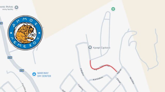 agios-fanourios-road-closure-map Χάρτης του τμήματος της οδού Αγίου Φανουρίου που θα κλείσει προσωρινά στη Λεμεσό