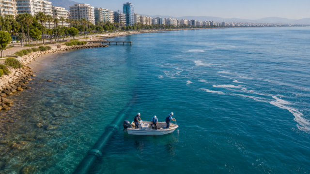 Περιβαλλοντική ομάδα πραγματοποιεί δειγματοληψία στη θάλασσα της Λεμεσού κοντά σε αγωγό αποστράγγισης