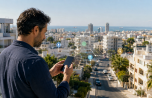 Ο χάρτης που δείχνει τι υπάρχει γύρω από το σπίτι σου στη Λεμεσό: Αποχέτευση, ύδρευση, επικίνδυνα κτίρια και Πράσινα Σημεία Κάτοικος της Λεμεσού χρησιμοποιεί συμβολικό ψηφιακό χάρτη στο κινητό για ύδρευση, αποχέτευση, ανακύκλωση και ασφάλεια κτιρίων