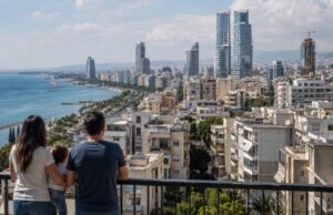 Οικογένεια με θέα το παραλιακό μέτωπο και τα κτίρια της Λεμεσού