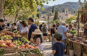 Οικογένειες σε γιορτή φρούτων και αλλαντικών σε ορεινό χωριό της Λεμεσού