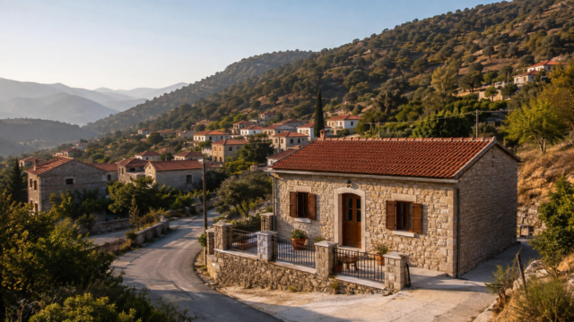 lemesos-housing-guide-20260908 Συμβολική εικόνα πέτρινων κατοικιών σε κυπριακό ορεινό χωριό