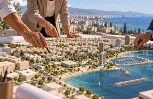 Συμβολική απεικόνιση πολεοδομικού σχεδιασμού για παραθαλάσσια πόλη