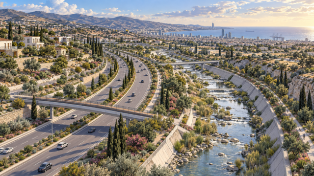 Βόρειος Παρακαμπτήριος Λεμεσού: Στο περιβαλλοντικό μικροσκόπιο η Ευαγόρα Λανίτη και ο Γαρύλλης Συμβολική απεικόνιση δρόμου και ποτάμιου διαδρόμου