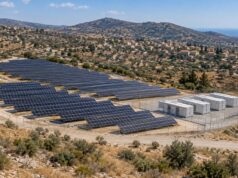 Απεικόνιση φωτοβολταϊκού πάρκου με σύστημα αποθήκευσης στην ορεινή επαρχία Λεμεσού
