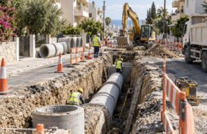 Απεικόνιση κατασκευής αποχετευτικού δικτύου σε κατοικημένη περιοχή της Λεμεσού