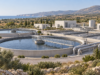 Εικονογράφηση μονάδας επεξεργασίας λυμάτων σε μεσογειακό τοπίο