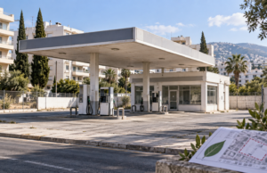 Λεμεσός: Πράσινο φως από το Περιβάλλον για κατεδάφιση πρατηρίου ENI στην Αγίας Φυλάξεως Εικονογράφηση άδειου πρατηρίου καυσίμων σε αστική γειτονιά