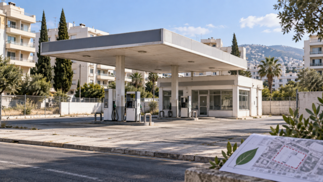 Αγίας Φυλάξεως στη Λεμεσό: Σχέδιο κατεδάφισης πρατηρίου καυσίμων και τα ερωτήματα για τον χώρο Εικονογράφηση άδειου πρατηρίου καυσίμων σε αστική γειτονιά