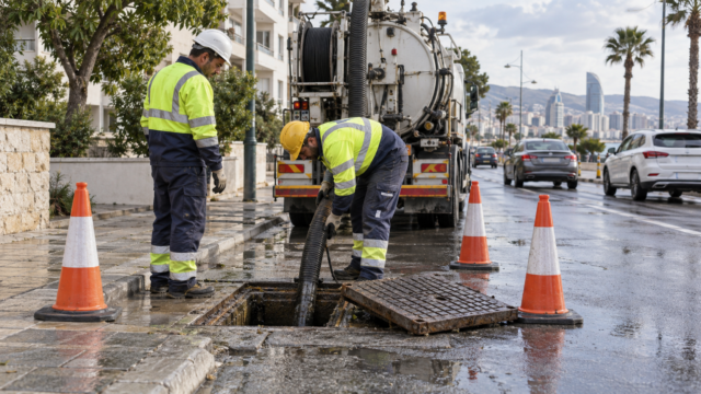 €130.000 για φρεάτια και αγωγούς ομβρίων στη Λεμεσό: Η ανάθεση που καταγράφηκε στις 18 Σεπτεμβρίου Συνεργείο καθαρίζει φρεάτιο ομβρίων σε δρόμο της Λεμεσού