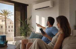 Αλλάζεις παλιό κλιματιστικό στη Λεμεσό; Ποιοι δικαιούνται χορηγία έως €470 από την ΑΗΚ Ζευγάρι σε καθιστικό ρυθμίζει επιτοίχιο κλιματιστικό με τηλεχειριστήριο