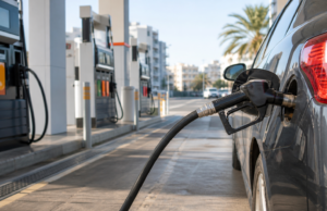 Ανώνυμο πρατήριο καυσίμων στη Λεμεσό με αυτοκίνητο που ανεφοδιάζεται