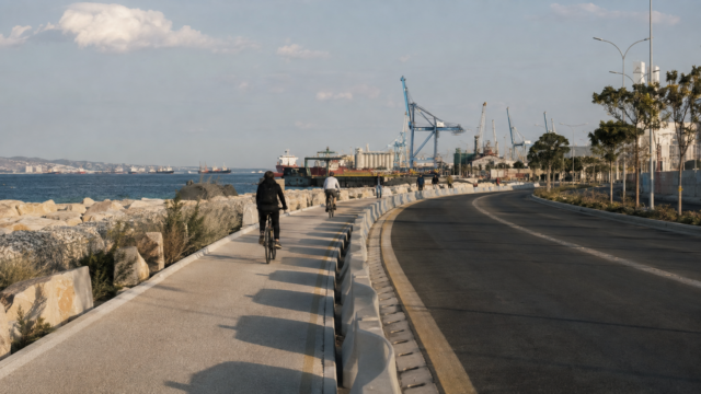 Πεζοί και ποδηλάτες σε ασφαλή παραλιακή όδευση προς το Νέο Λιμάνι Λεμεσού